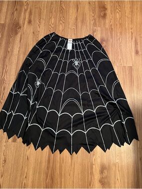 Spirit Black silver  Skirt with silver white Spiderweb Embroidery